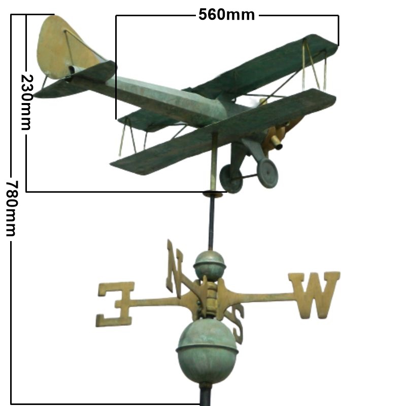 Copper biplane weathervane measurements