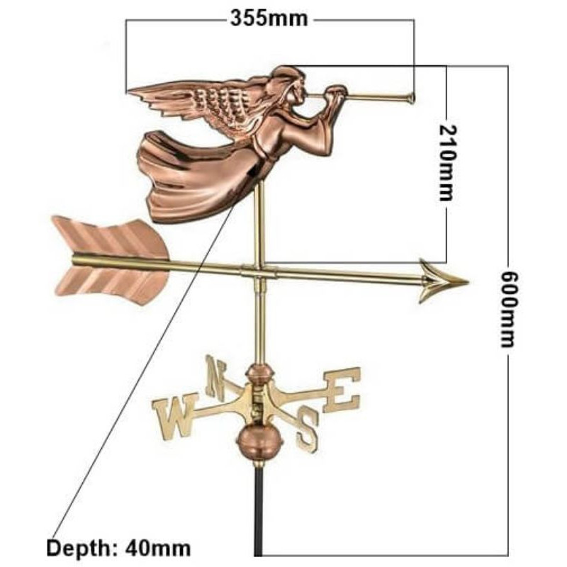 Copper angel weathervane measurements