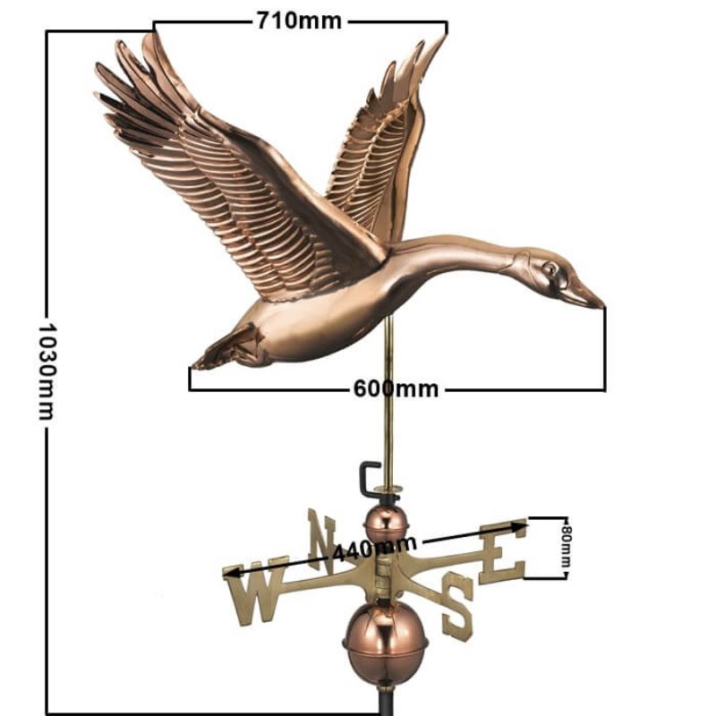 Copper goose weathervane (Large) measurements