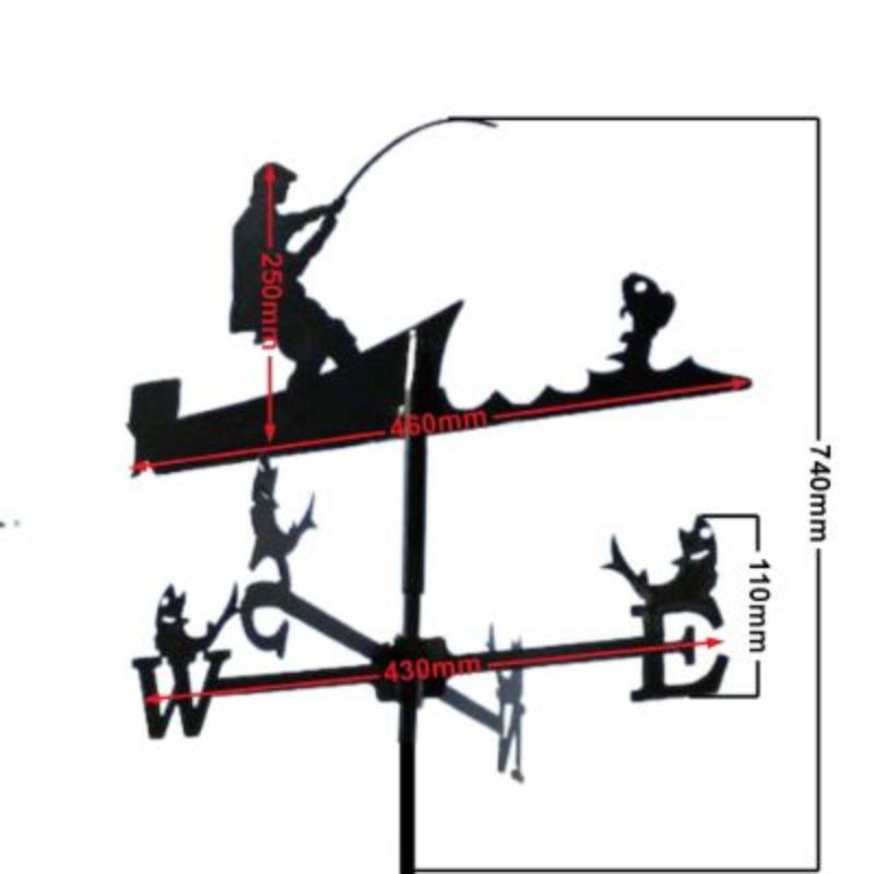 Medium angler weathervane measurements