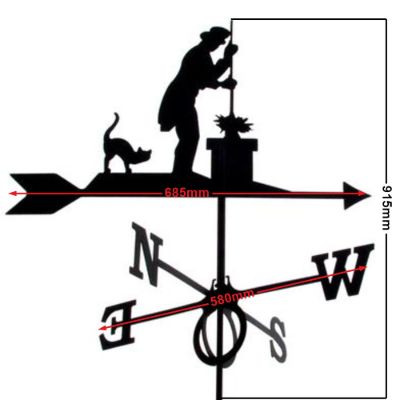 Large chimney sweep weathervane measurements