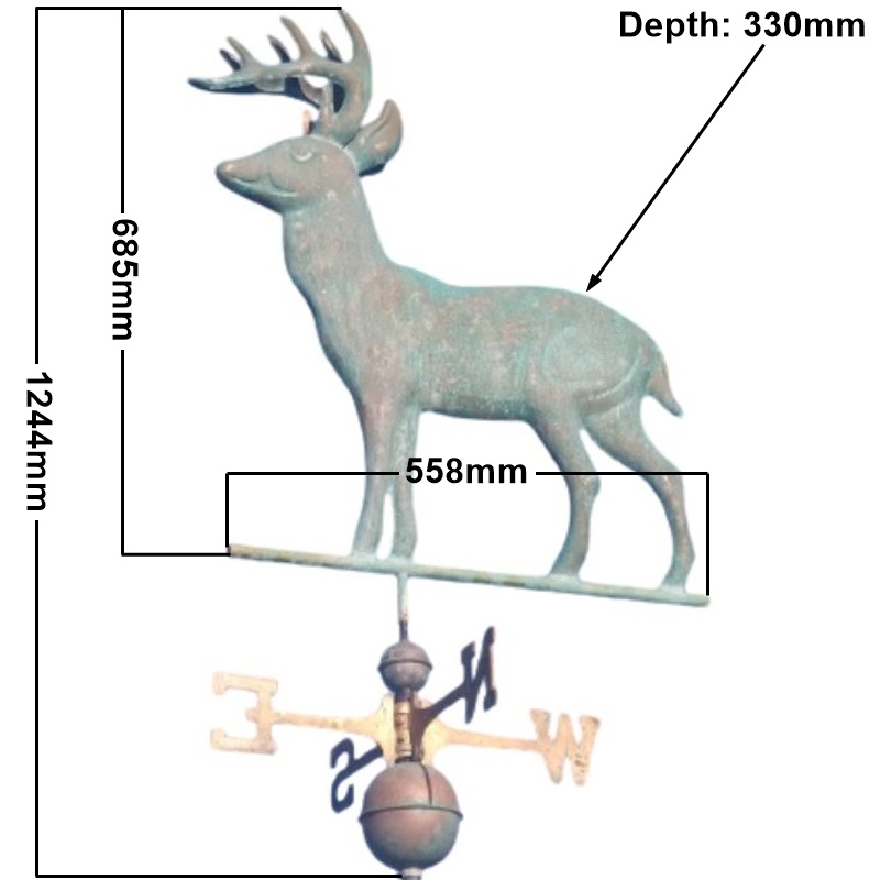 Weathered_Verdigris_deer_weathervane_large_measurements