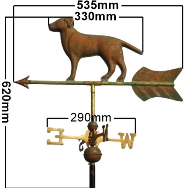 Copper labrador weathervane measurements