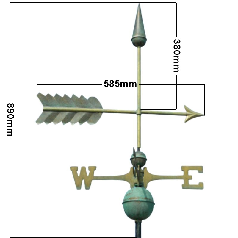 Copper arrow weathervane (Large) measurements