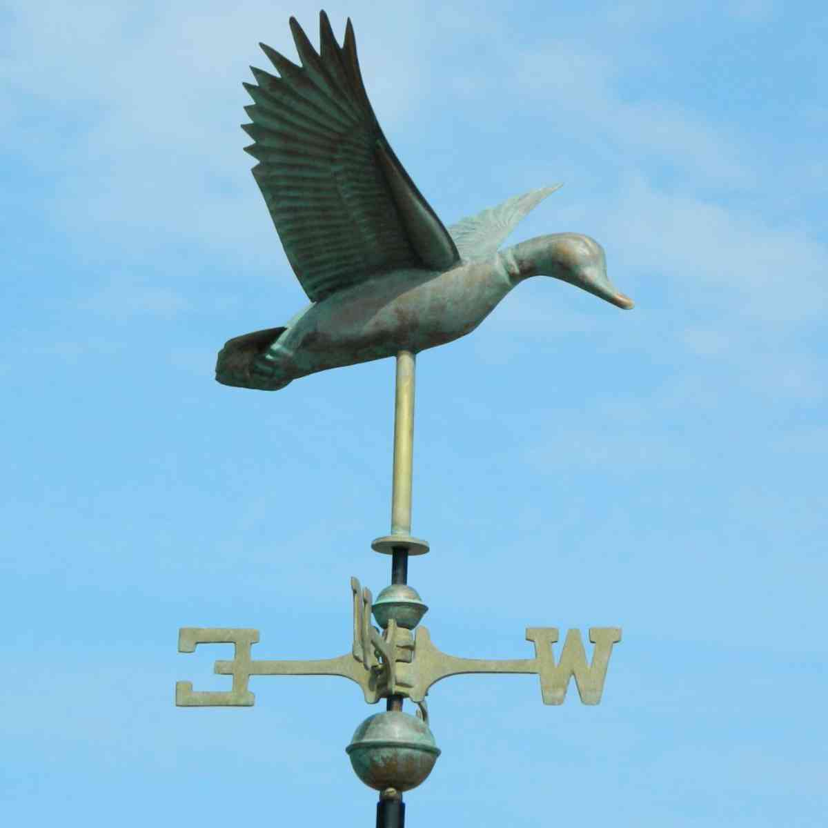 Aged Copper Cottage Verdigris Flying Duck Weathervane