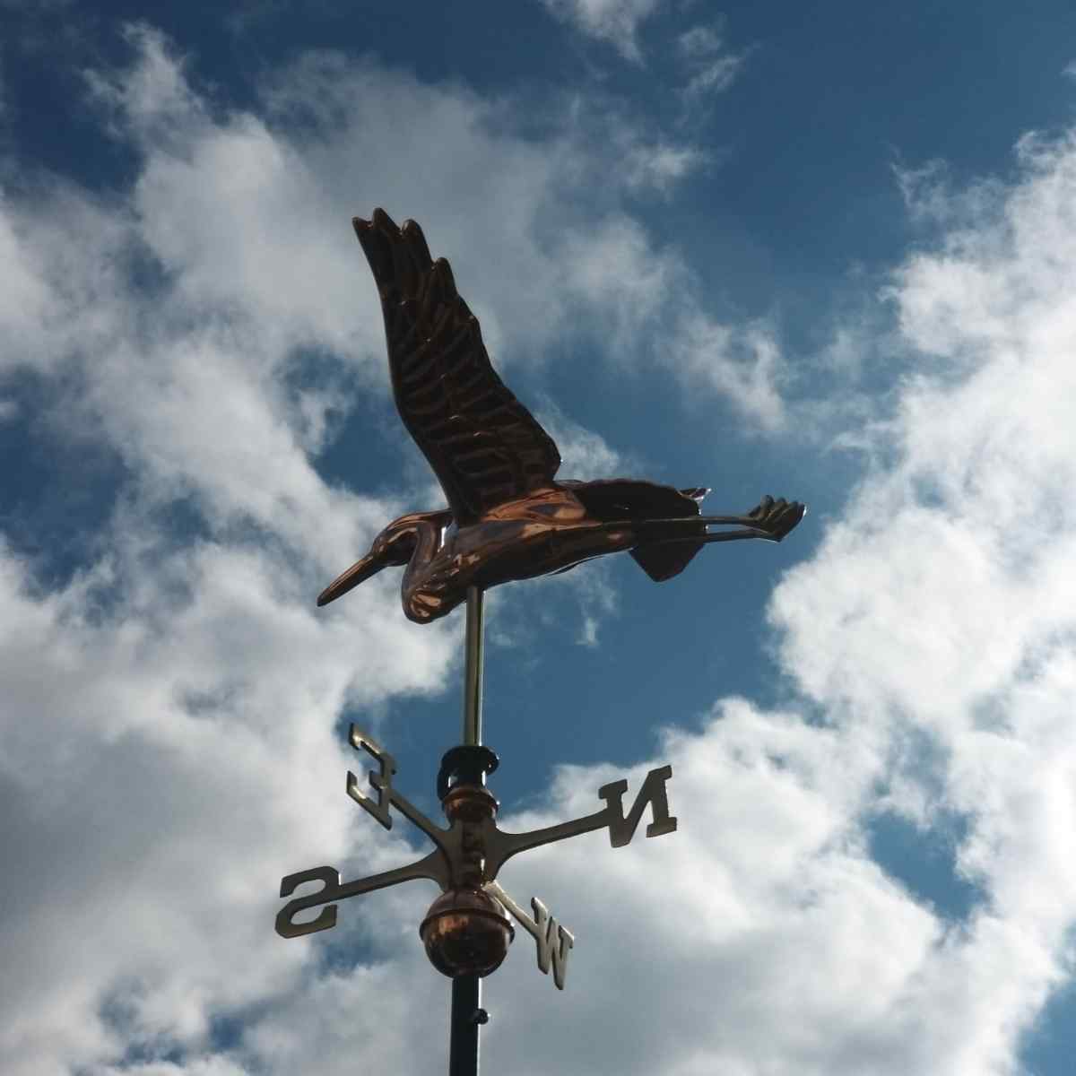 Copper heron weathervane