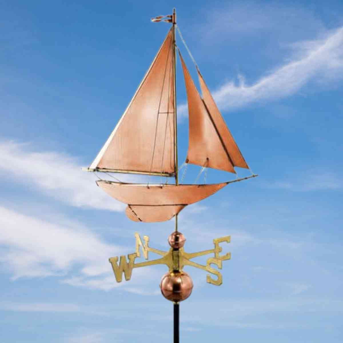 Large Copper Racing Sloop Weathervane