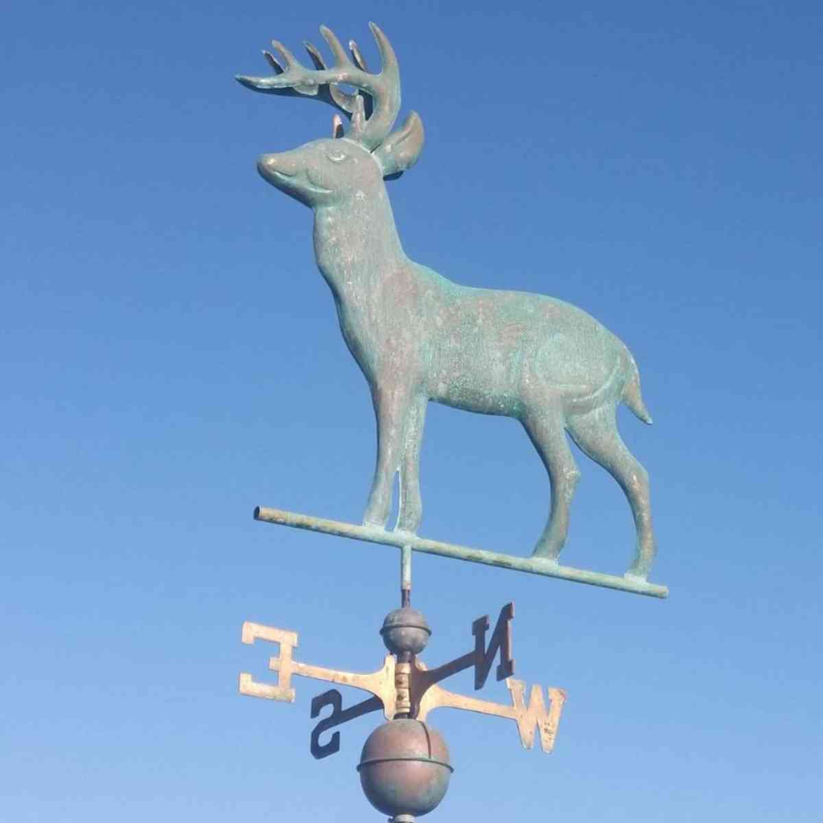 Copper Verdigris deer weathervane large