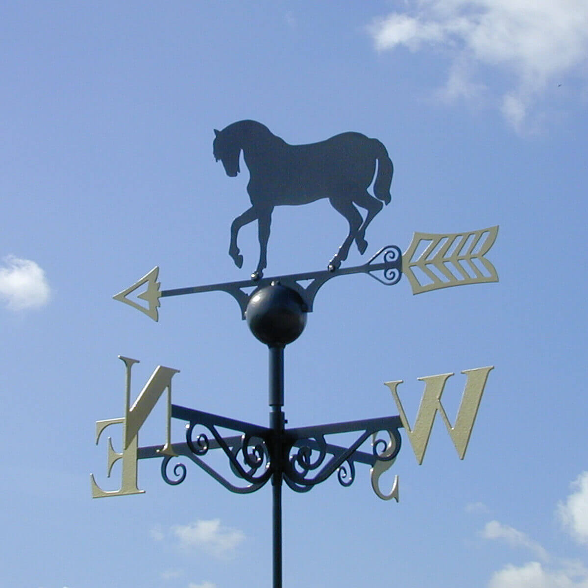 horse weathervane gold letters
