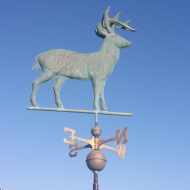 Copper Verdigris deer weathervane large